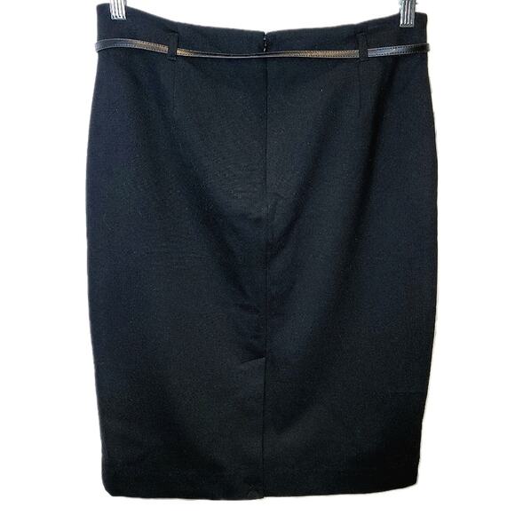 VTG Charter Club Pencil Skirt Sz 10 Skinny Belt Black Zip Slit Career Retro NEW - Picture 3 of 13